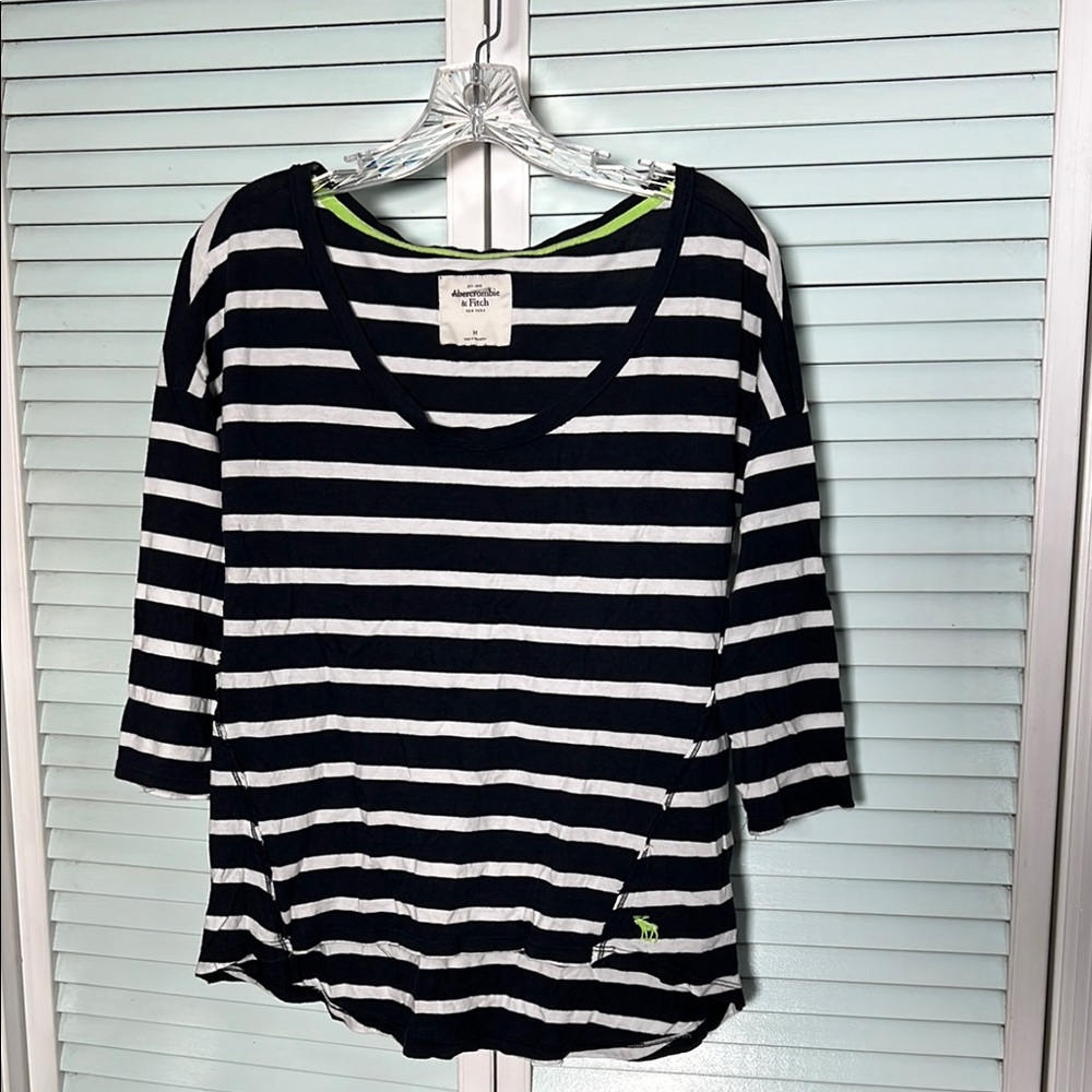 Women's Striped Top - Navy and White